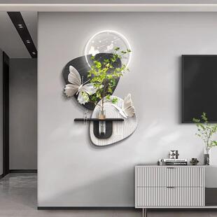 水培绿植电视机背景墙装挂饰时FGR钟表栅客厅画挂大白墙创格意件