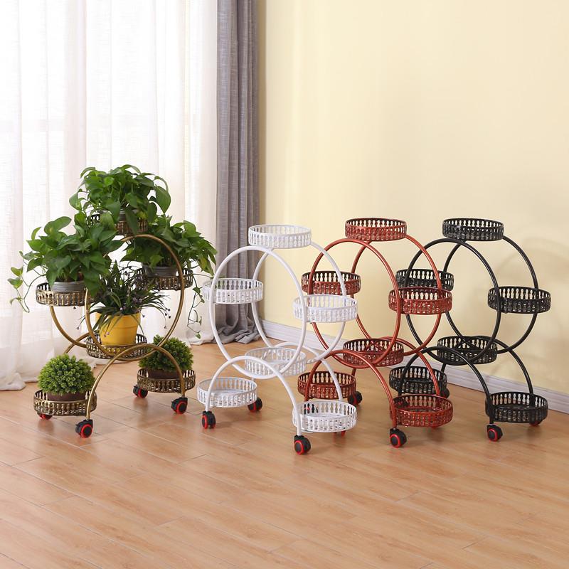 花店花动架铁艺多层带置轮绿萝厅花盆架64714客阳台落地式可移室