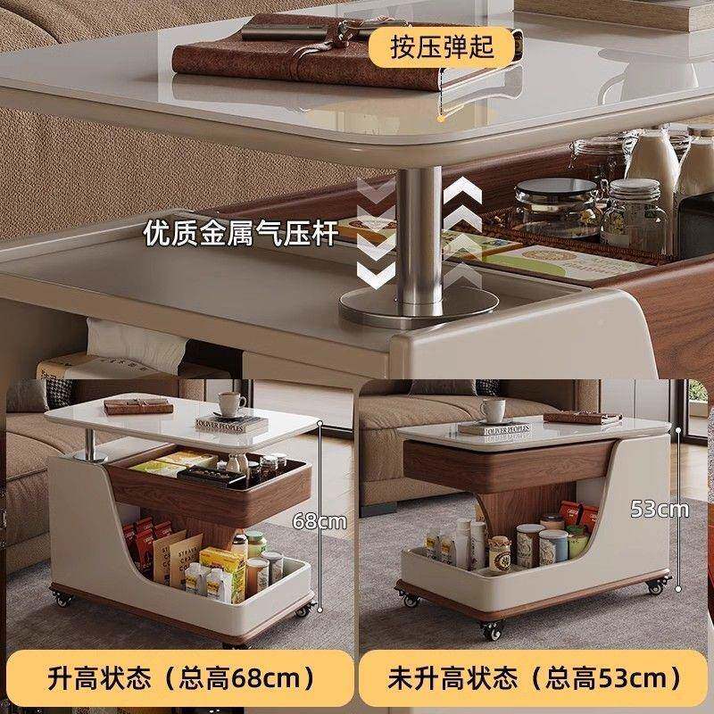 发沙茶边几简约移动小户型客厅阳台小推车功能家用标准升多降实木