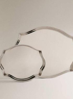 现代简约银色钢制托装盘样间家TYZ民宿客厅用桌面饰摆件板玄关置