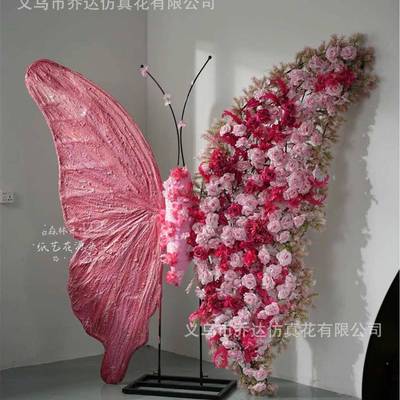 型y蝴蝶立体美陈装饰场布景巨商大型彩色di仿巨型蝴蝶真花蝴蝶路