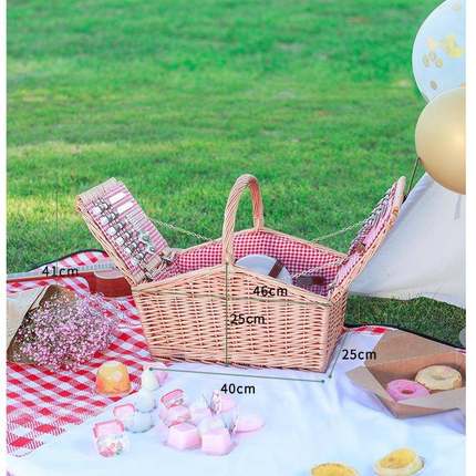 工厂现货编手提藤带盖礼篮郊游ZY-0021i带餐具收纳篮n品s柳编野餐