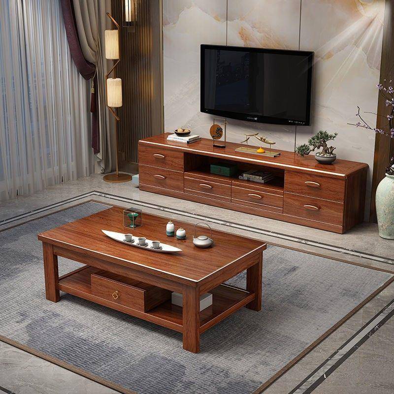 金丝胡桃木HOS实木电视柜客厅组合伸缩现代中厅式装客电套视机储