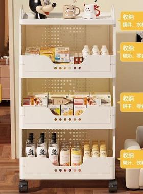 加厚零IZV置物小推架车收纳架子落地食多层客厅整理架储带轮移动