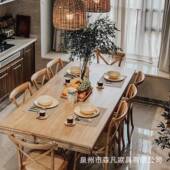 复古实木做旧长桌美桌乡家村餐长方形原式 536木大板桌会议桌用书
