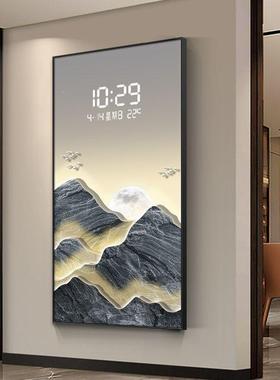 入户厅门玄关装24840饰画客走廊道挂显画轻奢竖版背靠过金山数钟