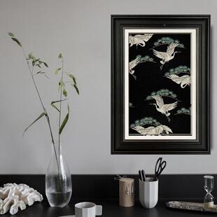 翩翩白鹤新法式复古中式鸟装花书饰画客厅房餐厅西洋风美VPI式挂