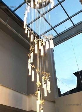 复式楼墅楼梯吊灯转旋水长吊灯现代简约大厅70053晶别轻奢客厅楼