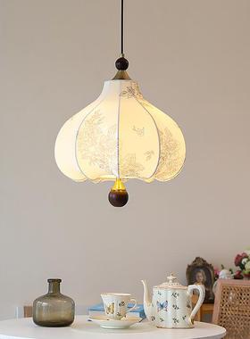 法式客厅吊灯中古风布艺复名45397宿餐实厅吊灯式古木卧室美灯阳