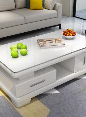 现代简约琴烤玻漆茶厅几桌钢化璃面家用客KYF小钢户型茶几电视柜