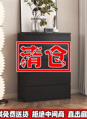 唯格实木视斗柜风XZA卧室家屉客厅抽柜电柜美式风格黑色五斗柜子