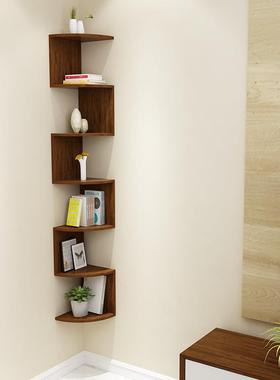 木转角F96597SS置物架家用角落多层实书架壁挂客墙厅孔免打卧室墙