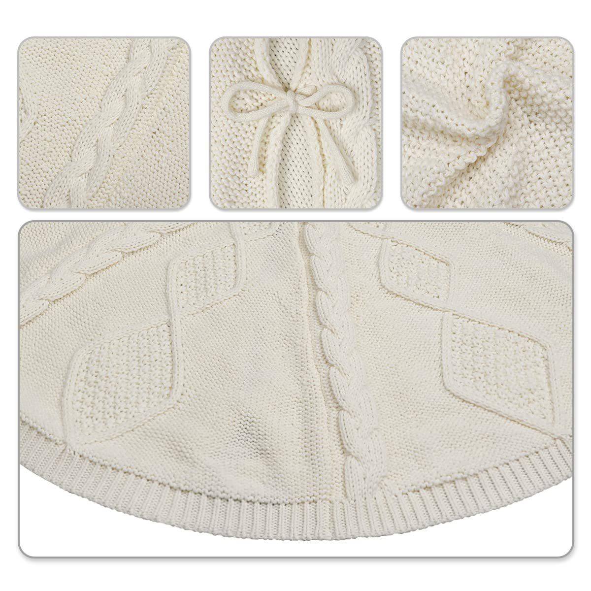 跨圣诞节新品境针织树裙奶白色圣针织诞围裙树圣诞MKF树装饰品