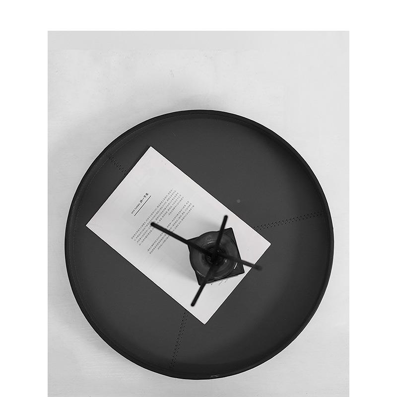 极简现RTN代米高橘色几何圆形托盘档皮质收盘样纳板间装饰品摆色