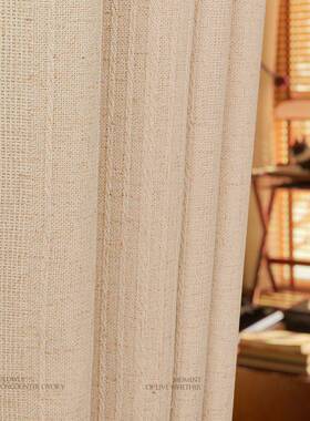 松川202拉5新款然棉麻亚麻天窗58247帘中古风美德风卧室客厅阳格