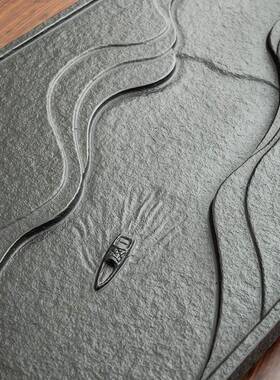 天然乌13992金茶盘家用款简约现代具轻新奢茶雕刻石茶海茶石台厂