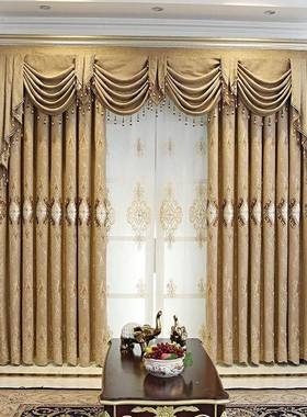 AL客I6华欧式绣花窗帘成品气大厅卧室阳台落地宫奢廷加96450厚遮