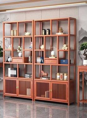南榆木博古19661架新中式断多宝格隔办室展示置物架具茶室茶收公