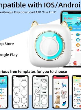 新C2七色气氛呼吸3灯台灯迷你便携式无线错热敏照片RCZ题款打印机