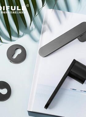 门锁家用通用型卧室门静音房RXL间把手锁黑色木门锁具磁室内吸门