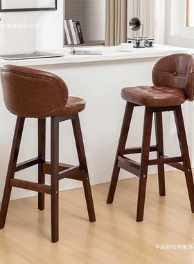 椅实吧台椅子代简约高脚凳靠背吧家用轻奢酒吧桌椅POZ吧现凳木高