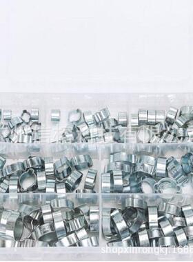 跨境140PCS镀装锌双FOE耳圈盒镀锌双耳无白极卡箍箍耳型管夹