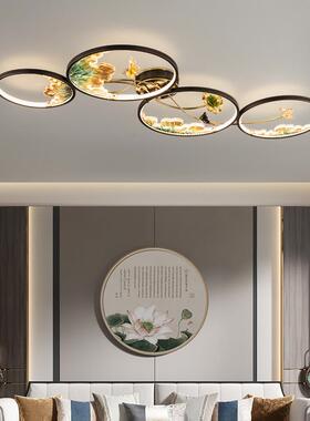 新中式吸顶灯客厅灯全铜餐厅灯现代新款高级感led圆形主卧室灯具