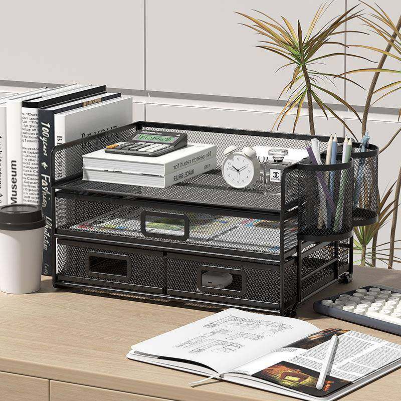 桌面金属文件框文件架办公室铁质一体式多层文件夹档案收纳盒书架,收纳整理,烫衣板及配件,淘宝优惠券,粉丝福利购,淘宝优惠卷