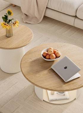 法式奶油风茶几组合窝储藏几实51386木椭极圆形小茶几简小户茶型