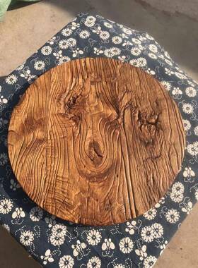 风化老榆木实木圆形面圆台面定制桌面板原木折叠几圆桌小茶99051