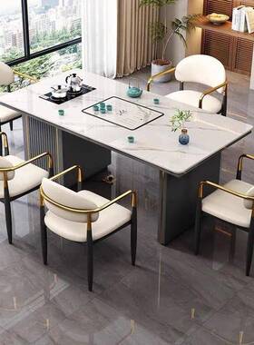 轻奢岩板茶椅22832组桌合办公室阳台家用现代小几茶水壶石板茶台