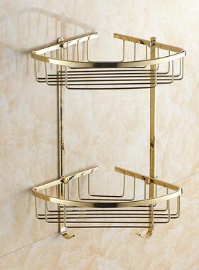 主GUW间体全铜PD锆金色双层三角篮浴室物角架置物篮拐角2层卫生V