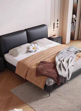 意式奢纳轻型帕皮床11.8米主卧大AKR床.5米单人床小户高箱储物皮