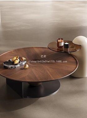 师轻奢极简圆形飞计碟茶几小户客型现代厅茶几设84189意式中式古
