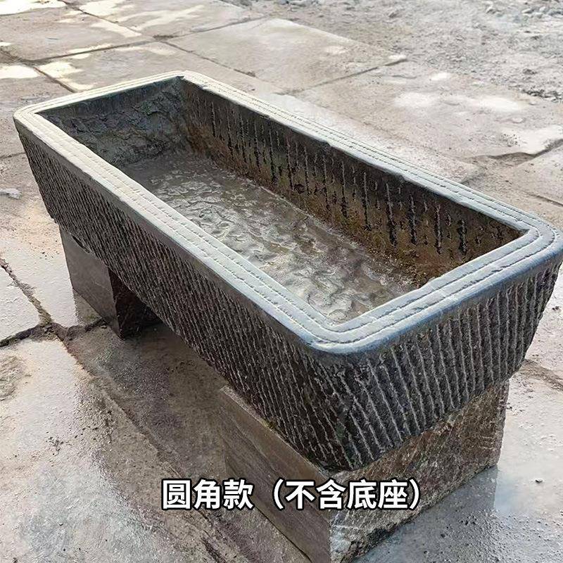 老石牛槽长方形槽石头猪水槽鱼青缸无孔石槽流水造景洗手户外庭院
