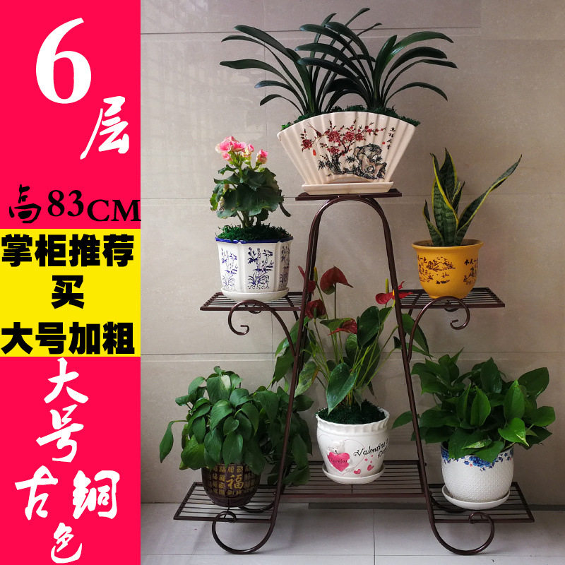 加粗六层客厅室内铁艺花架落地式子欧式多肉吊兰阳台绿萝花盆架子