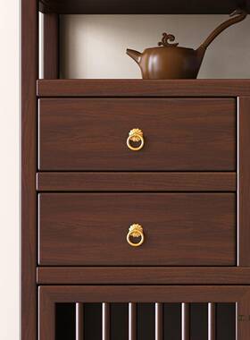 北美黑胡桃博古宝架新中式实46032木置物架多阁纳阳迷台小茶桌柜