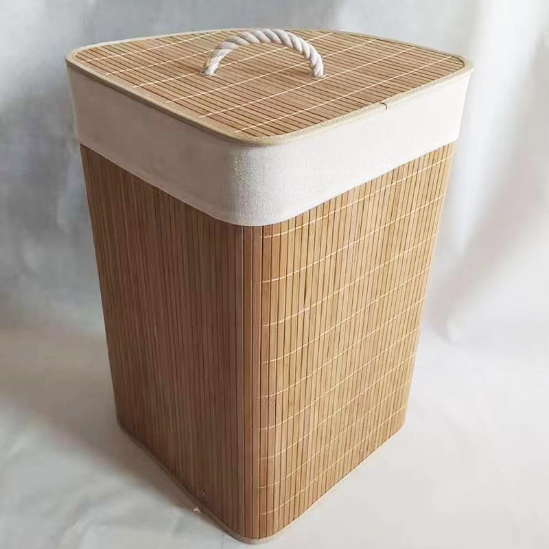 家玩衣具纳桶竹编带盖收脏衣篓布-艺可折叠整理箱物用脏衣筐洗衣