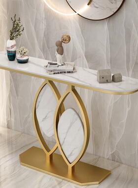 意式玄关景桌过道入户奢玄关柜简约58497门厅半圆端台创意艺术轻