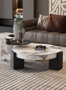 意式极简大理石茶几家用客厅网50374新红圆茶形几大小计组合圆形