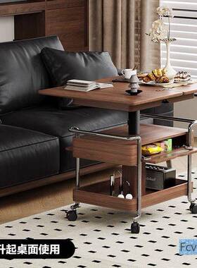 中古风实车木小推客厅小户型家VWD动用移折叠复古轮可带升降茶几