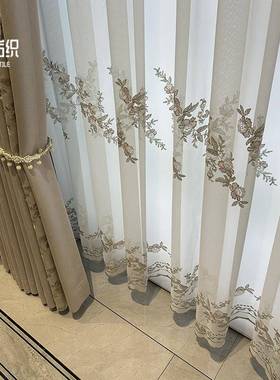 025年轻奢美24347式浮绣2花丹桂窗高精密色织遮光帘卧室客厅别雕