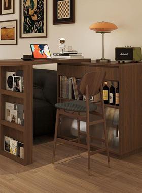 美式复台古吧台伸缩吧桌39299实木断边柜家用客厅小柜吧台餐桌一