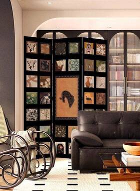 式中屏风法隔断客厅沙古发转室角背景TGL玄关卧遮挡家用装饰移动