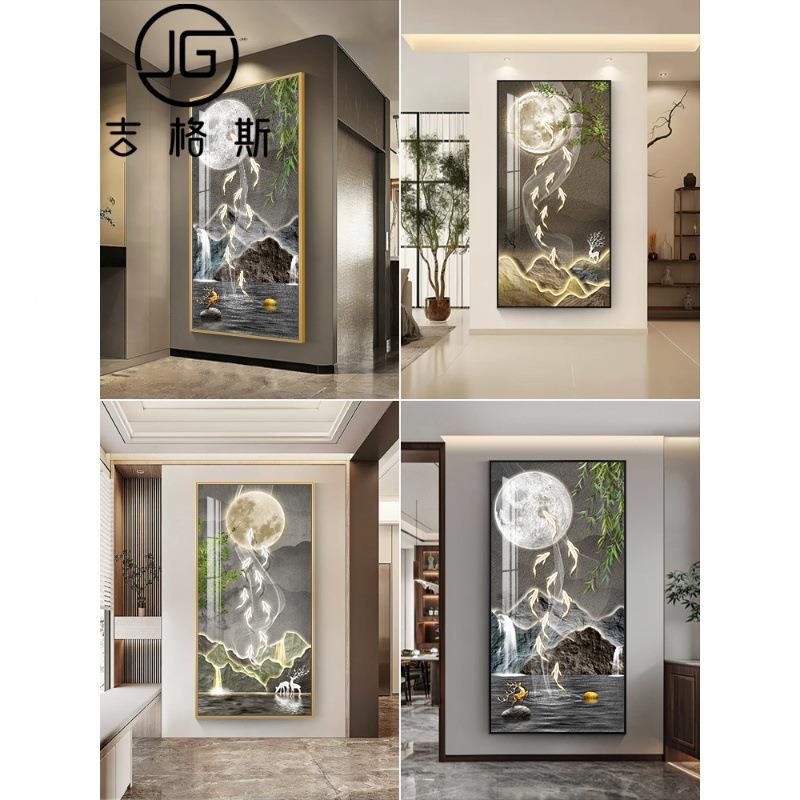 新FYW中式九走廊道尽头对壁画现过代简约入户玄关装饰画进门正挂