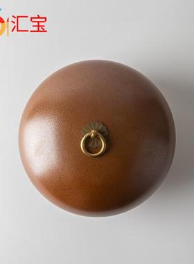 .5小YVC饭盒带盖碗小面盒陶瓷寸盒厚底防8烫创意两件套棕色圆形饭