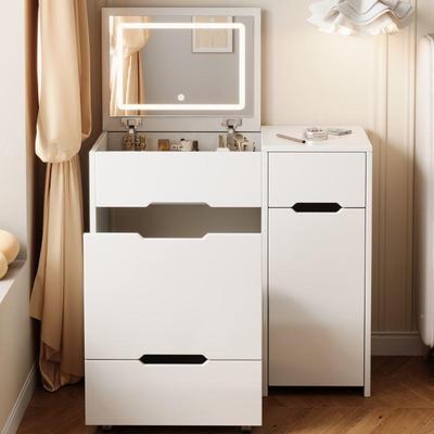 梳妆台小户型可翻盖小化桌纳收柜一体卧室妆简约化妆GDM柜书桌窄