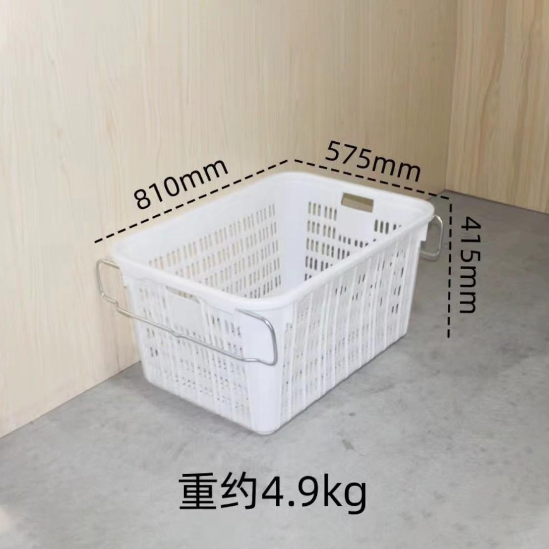 白色加IKS厚料塑周转筐蔬菜水果筐物配送水框产错位箩塑料流篮带