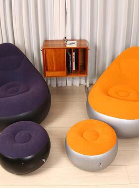 跨境充气沙发脚泵植绒懒人沙发气可IFB折叠纳单人充靠收背躺+椅