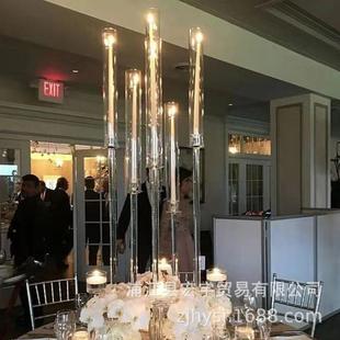 欧式餐桌装10头水晶烛台玻摆婚54518庆道具件样板间饰拆璃卸水晶